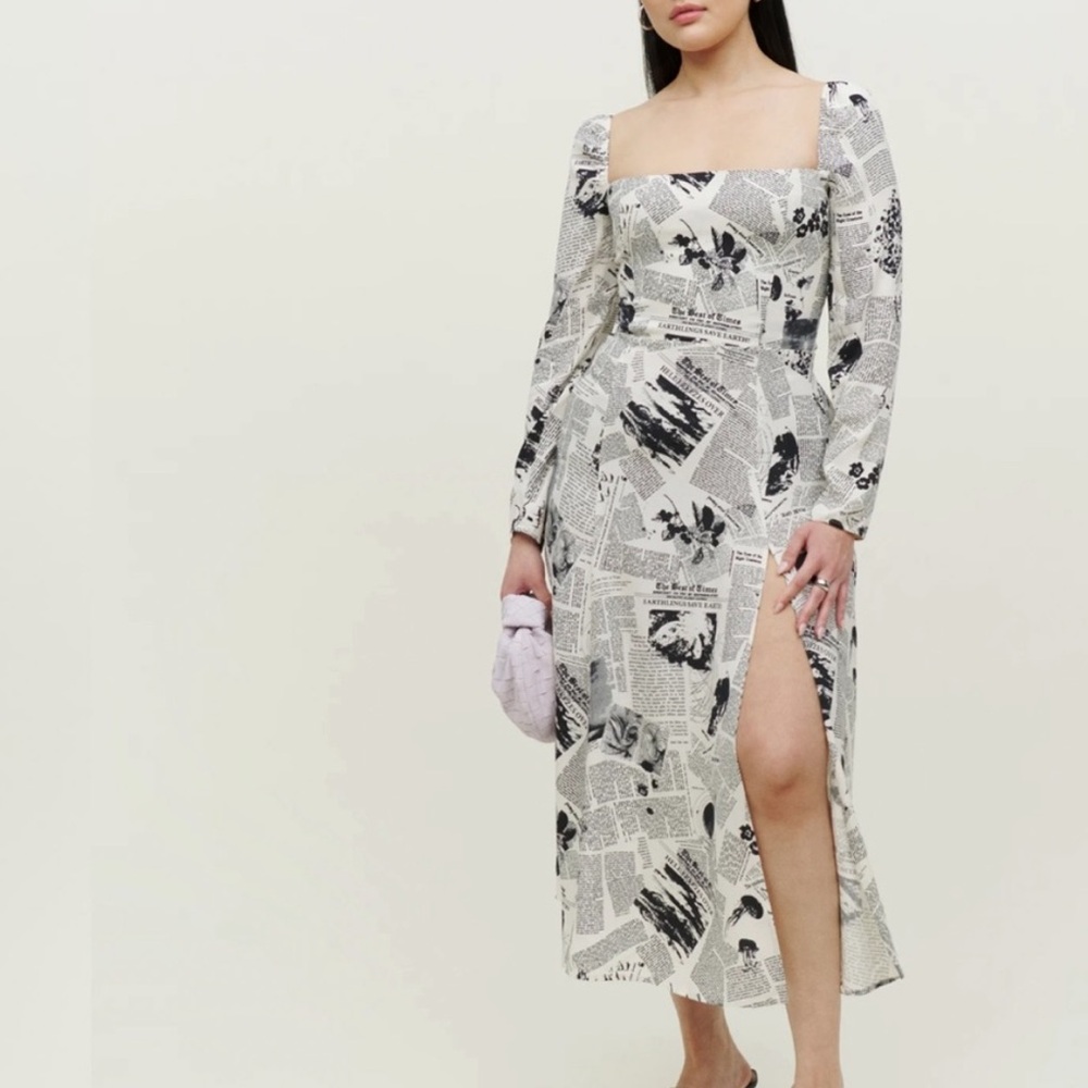 REFORMATION Sigmund Newsprint Midi Dress 6